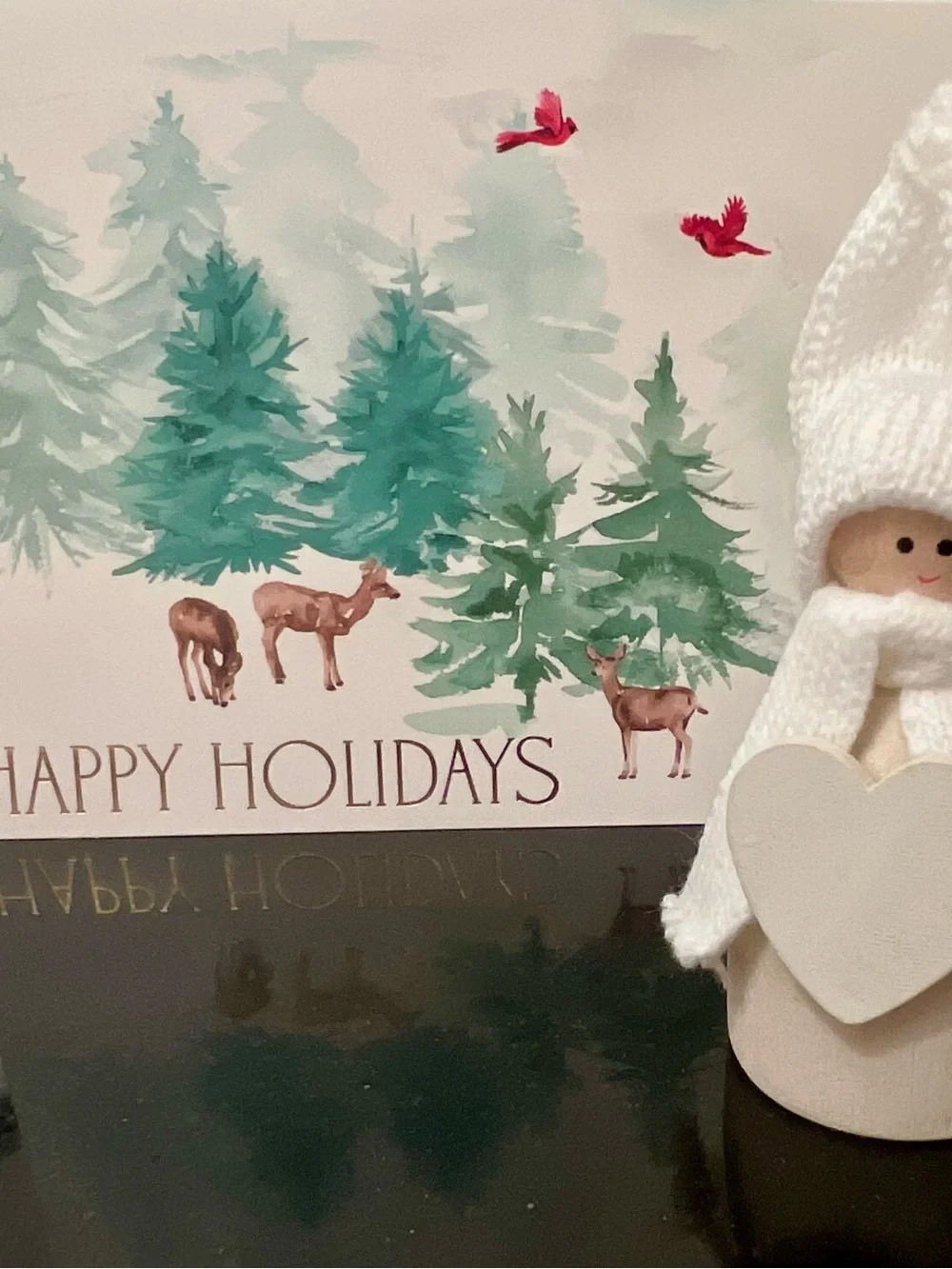 Larssons Tra White Gnome with White Heart Scandinavian Tomte Wood Figurine 3.5”